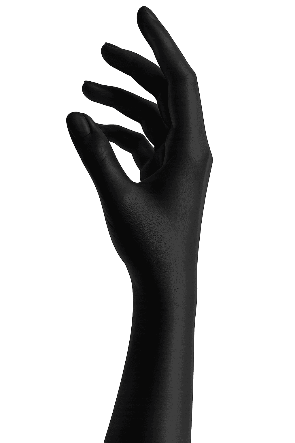 Black sculpted hand reaching up
